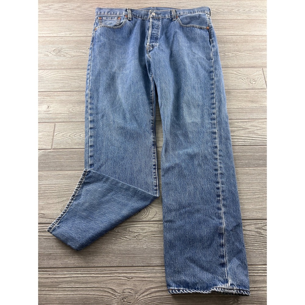 Levis 501 Original Fit Mens Blue Denim Jeans 38x32 Medium Wash Button Fly